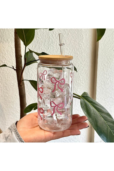 Choice كوب بلاستيكي بغطاء خشبي سعة 401-500 مل، قطعة واحدة، محمول وعملي، كوب حليب