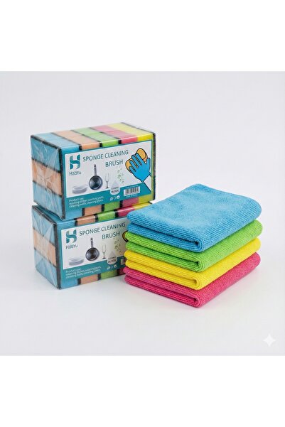 Haoyu مجموعة إسفنج هويو مكونة من 10 قطع مع 8 قطع من قماش المايكروفايبر
