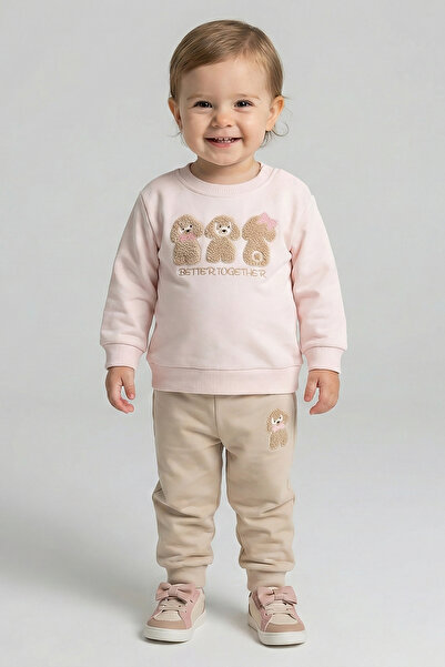Dmb Baby Girl Embossed Patterned Tracksuit Set