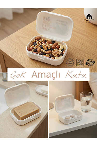 MUF HOME Çok Amaçlı Kapaklı Mini Saklama Kutusu Taşınabilir Seyahat Tipi İlaç...