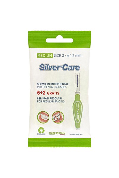 SILVER CARE Σετ 8 periute interdentare Medium Size 3-1,2 mm capac protectie culoare Verde