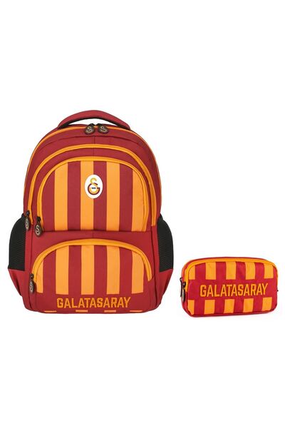 Galatasaray Erkek Çocuk Nakışlı Okul Çantası ve Kalemlik Seti (İkili Set) - 2...