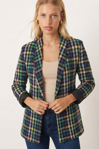 armonika Kadın Hardal Şal Yaka Kolları Garnili Tek Düğme Ceket ARM-26K001087