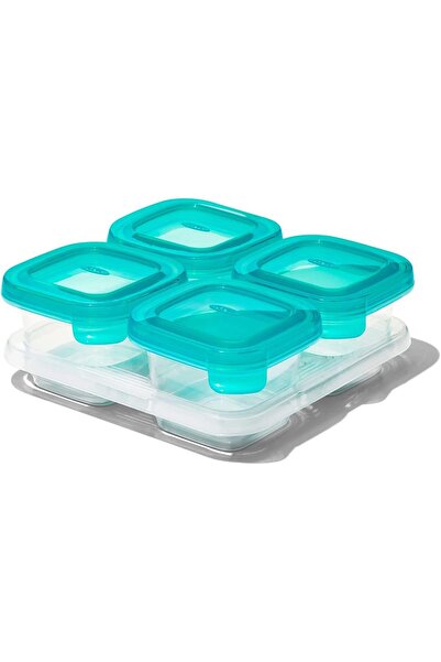 Oxo Tot مكعبات سيليكون للأطفال - 4 أونصة - لون أزرق مخضر