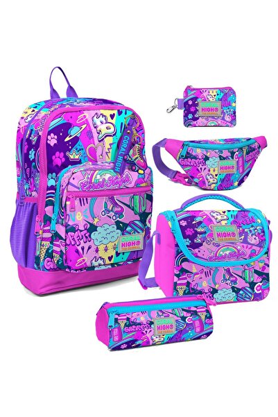 Coral High Σετ τσάντας πρωτοβάθμιας εκπαίδευσης με μοτίβο γκράφιτι για κορίτσια