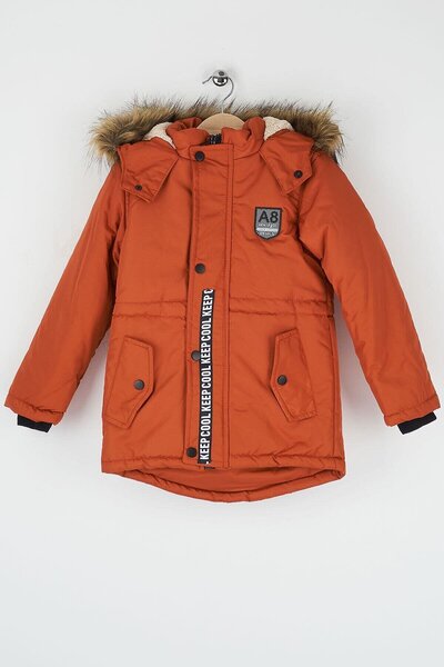 Mika Bebek & Çocuk Tile-Colored Boys' Winter Waterproof Coat