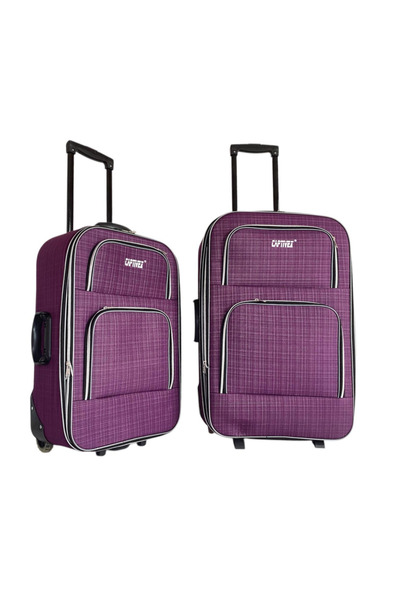 Captivex 2 Wheels-Bellowed-Very Lightweight 2 Pieces Fabric Suitcases Large and Medium Size
