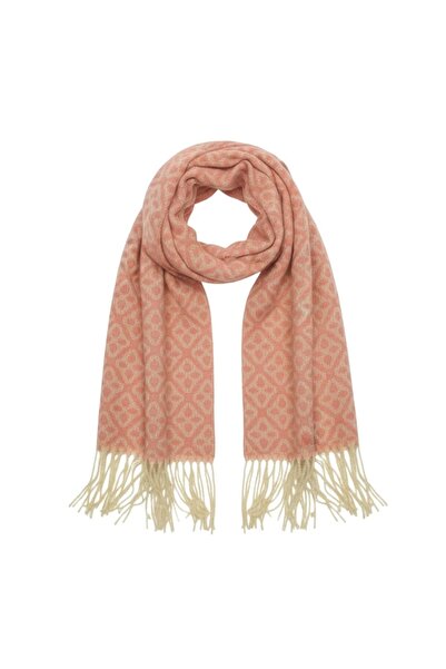 Antonio Women's scarf, Antonio, pattern with flowers and fringes, pink color