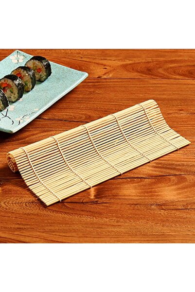 Blooming حصيرة لف السوشي من الخيزران، أداة منزلية أو مطعمية لصنع السوشي، مقاس 24 × 24 سم