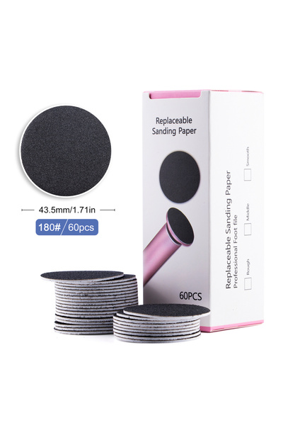 Choice3 A0384-Grit 180 TP43mm 60 قطعة/علبة مبرد أظافر، ورق صنفرة قابل للاستبدال لإزالة الجلد الميت والزوائد الجلدية، احترافي للعناية بالأقدام