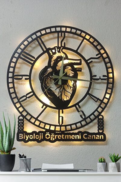 Blackdekor Biyoloji Öğretmeni İçin Kişiye Özel Kalp Tasarım 49 cm Işıklı Deko...