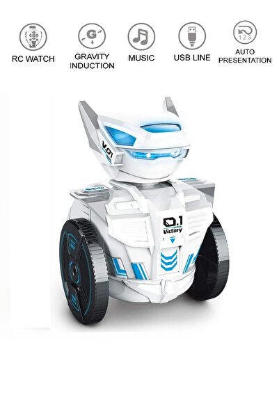 Black Island Kendin Yap Oyuncak Robot Hareket Sensörlü Şarkı Söyleyen Led Işıklı Saat Şeklinde Uzaktan Kumandalı