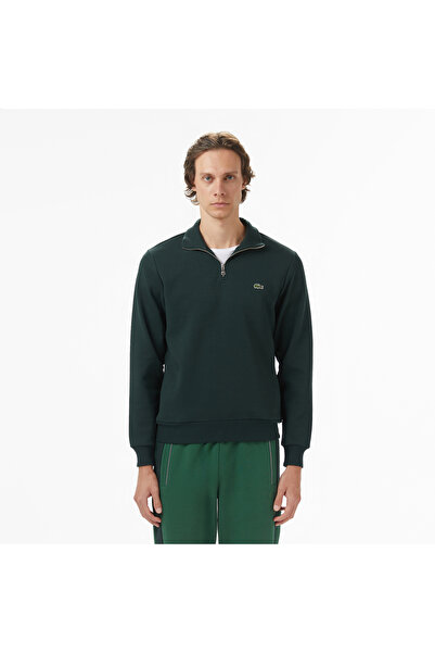 Lacoste Erkek Classic Fit Yarım Fermuarlı Yeşil Sweatshirt
