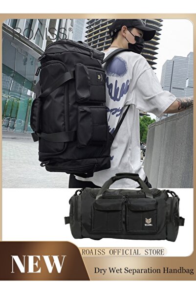 ROAISS Large-Capacity Wet And Dry Travel Tote Bag Adjustable Detachable Shoulder Strap Gym Bag Independent
