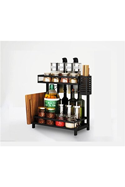 Blooming رف توابل معدني للمطبخ من طبقتين