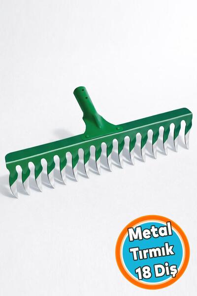 NZB Metal Tırmık Burgulu Bahçe Tarla Tırmığı 18 Diş Çim Peyzaj Yaprak Ot Sama...