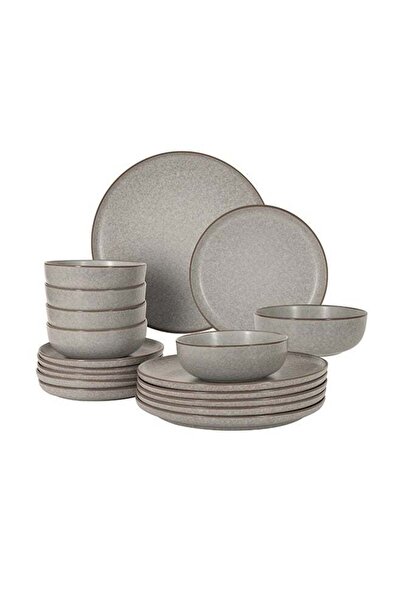 Generic Dark Interactive Dinner Set of 18 Pieces in Gray Porcelain