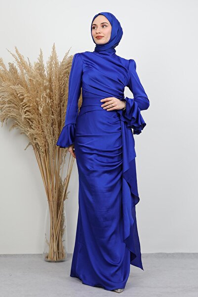 GİYZAMİLA Ilgın Hijab Evening Dress Cobalt
