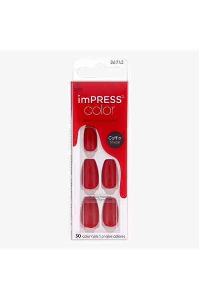 Kiss Cosmetics أظافر لاصقة متوسطة اللون من إمبيرس كولور بتصميم تابوت