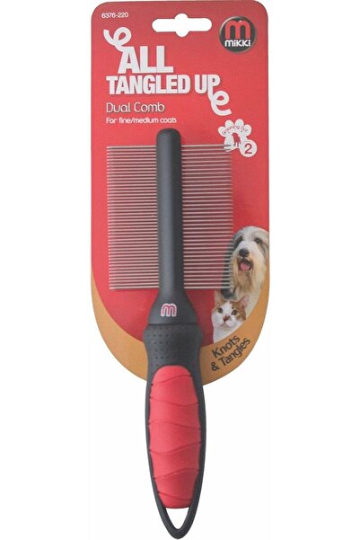 Mikki فرشاة مزدوجة للكلاب والقطط - فرشاة مزدوجة الجوانب لإزالة التشابك والعقد...