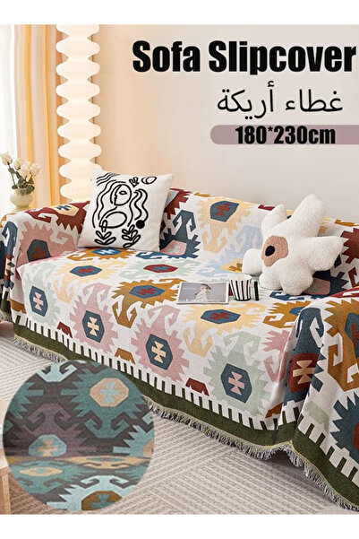 Generic Sofa Cover Three-Seater Double-Sided Sofa Cover Fashionable Nordic Style Knitted Tassel Decoration