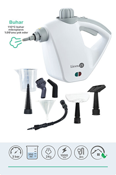 Livenzi JJB-303 El Tipi Buharlı Temizleyici – Beyaz & Gri
