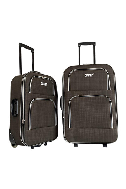 Captivex 2 Wheels-Bellowed-Very Lightweight 2 Pieces Fabric Suitcases Large and Medium Size