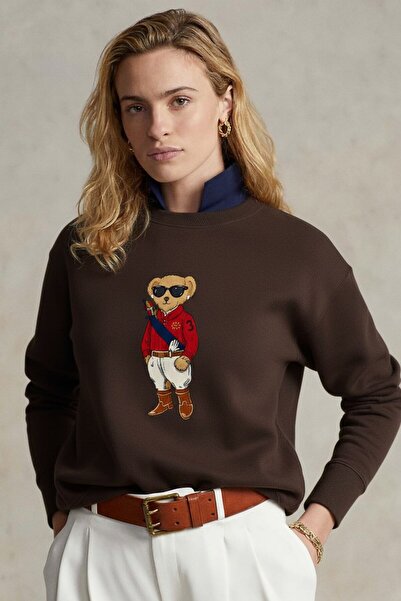 The Champ Clothing Γυναικείο φούτερ oversized Regatta Bear 3D με τύπωμα Καφέ – Λαιμόκοψη, 3 κλωστές με ανάγλυφο