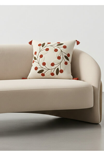 Destiva Home Colorful Acacia Punch Embroidered Decorative Tufted Throw Pillow Cover Cotton 42 X 42 cm