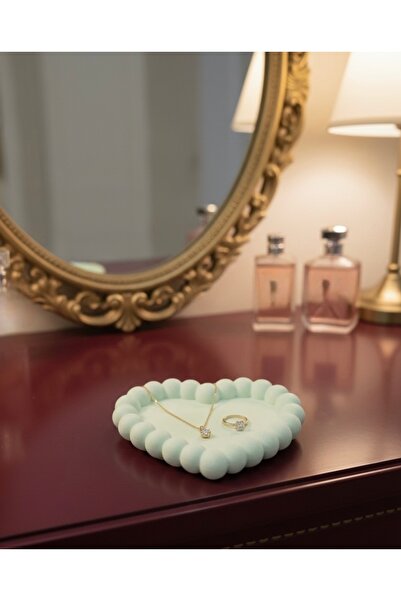 markasi Su yeşili Bubble Kalp Tasarım Dekoratif Takı ve Anahtar Tepsisi, Obje...