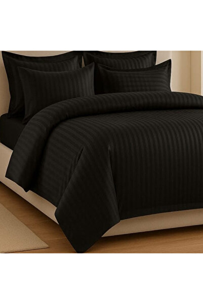 OEM Damask bed linen for double bed 2 people Dreamelle, 6 pieces, Finet, Black