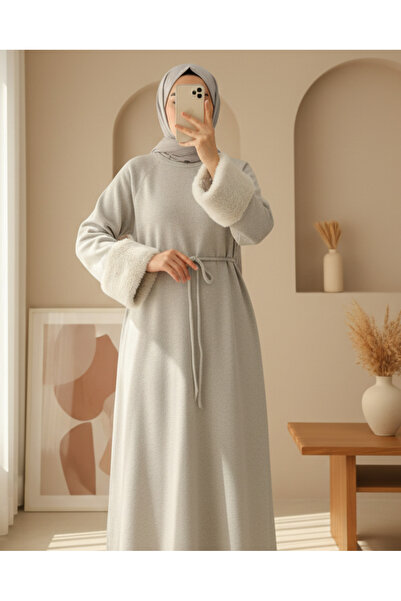 Modamorfo Long Thessaloniki Dress with Feathered Sleeves and Tie at the Waist...