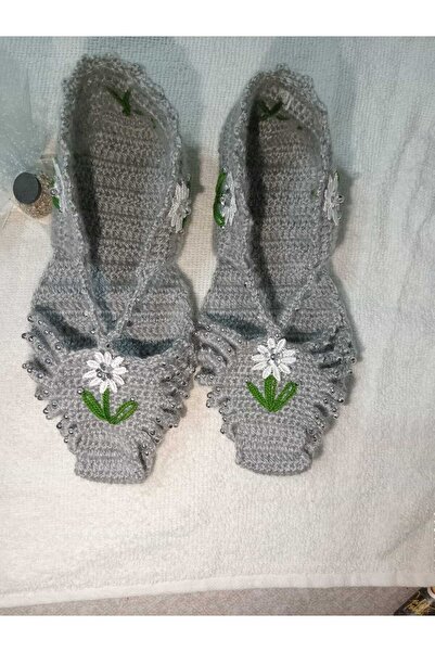 Kordelya Shop Hand Knitted Gray Beaded Booties