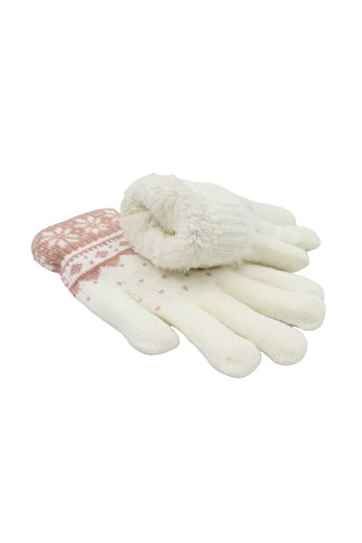 Antonio Women's gloves, Antonio, plush inner lining, white color, one size