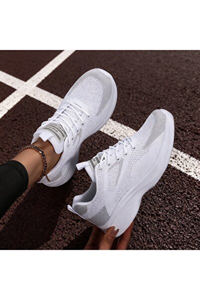 SOSENFER Kız açık ayakkabı, nefes verici bağlı yumuşak tabanlı ayakkabı, spor...