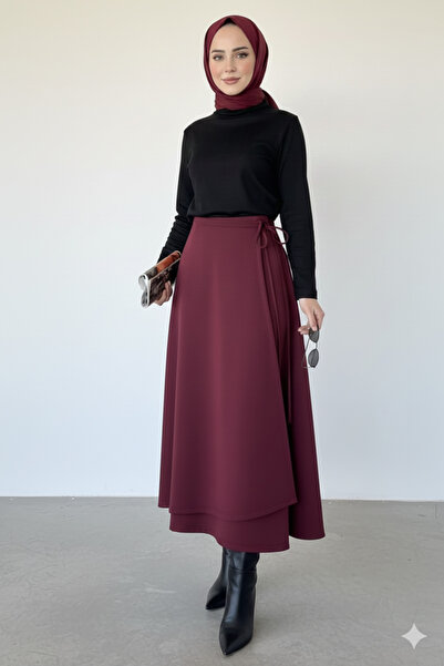 CNG MODA Scuba Fabric Wrap Tie Skirt