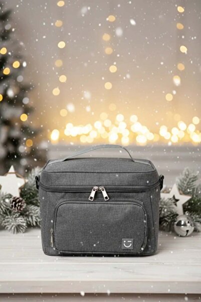 Miniso Düz Renkli Büyük Kapasiteli Çapraz Askılı Yiyecek Çantası (Gri)