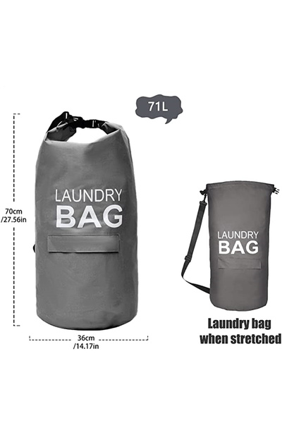 choice2 حقيبة غسيل رمادية داكنة سعة 71 لترًا، سلة غسيل، منظم غرفة، حقيبة ظهر ...