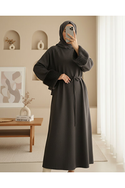 Modamorfo Long Thessaloniki Dress with Feathered Sleeves and Tie at the Waist...