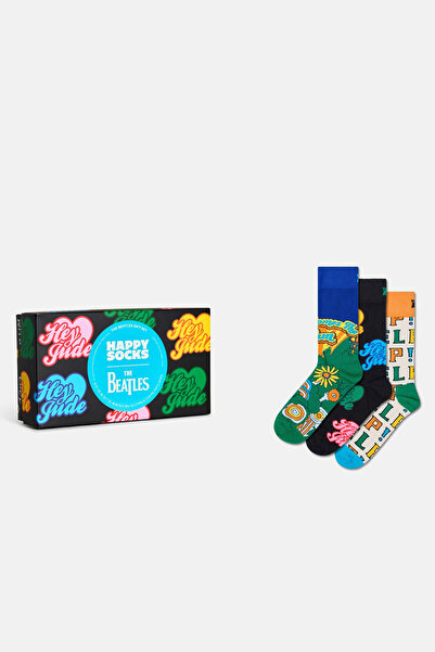 Happy Socks Erkek Çok Renkli The Beatles Desenli 3’lü Çorap Seti