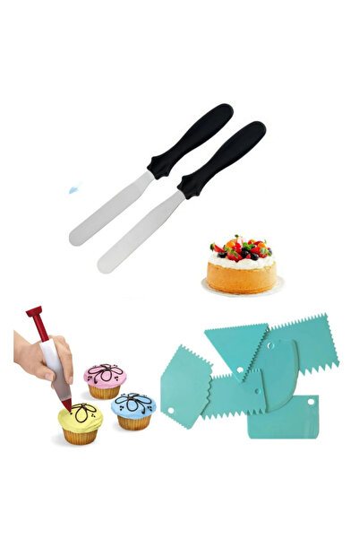 adin tasarım مجموعة من 2 ملعقة معدنية لتزيين الكيك، مجموعة من 6 أدوات لتزيين ...