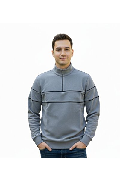 venüsdijital Mock Neck Zipper 100% Cotton Sweatshirt
