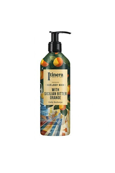 GFL Șampon & Gel de duș Itinera cu extract de portocală amară din Sicilia, Made in Italy – 370 ml