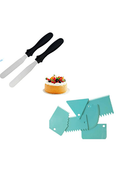 adin tasarım مجموعة ملاعق المعجنات المعدنية مكونة من 2 ومشط تزيين الكيك مكون ...