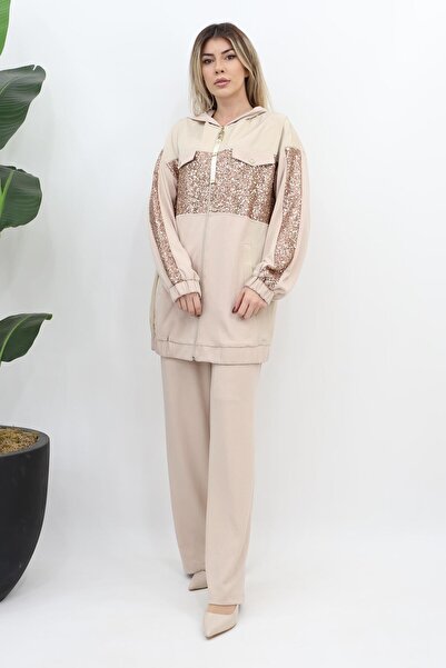 Orhan Payet Detaylı Pantolonlu Takım - Bej