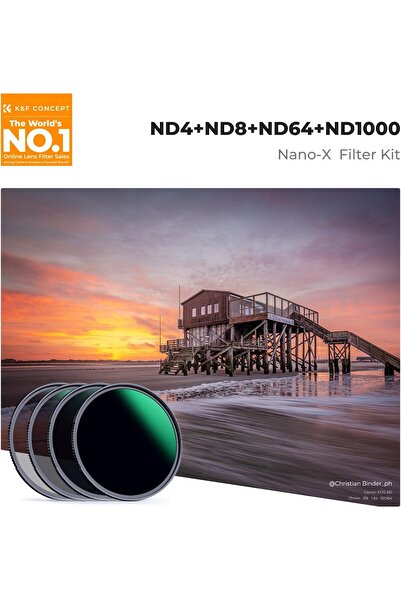 K&F CONCEPT 77mm Fixed ND4 ND8 ND64 ND1000 Lens Filters Kit-Optical Glass Neutral Density Lens Filte