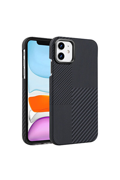 UnDePlus Apple iPhone 11 Kılıf Kevlar Desenli Karbon M-Safe Magnetik Şarj VEG...
