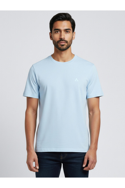 Clans & Hans By Styli Men Blue Soft Cotton Round Neck T-Shirt