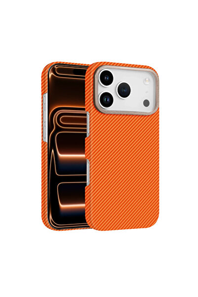 UnDePlus Apple iPhone 17 Pro Kılıf Kevlar Desenli Karbon M-Safe Magnetik Şarj...