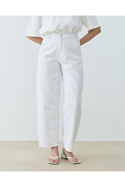 Aybikestil Skater Fit Jean Beyaz